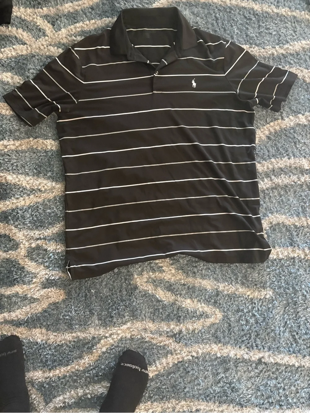 Ralph Lauren Black Polo with White Stripes